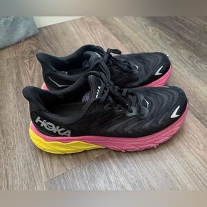 Hoka Black and Pink Athletic Shoes
